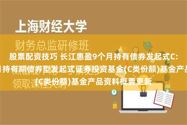 股票配资技巧 长江惠盈9个月持有债券发起式C: 长江惠盈9个月持有期债券型发起式证券投资基金(C类份额)基金产品资料概要更新