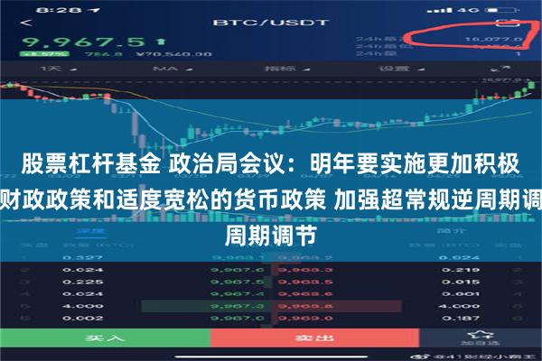 股票杠杆基金 政治局会议：明年要实施更加积极的财政政策和适度宽松的货币政策 加强超常规逆周期调节